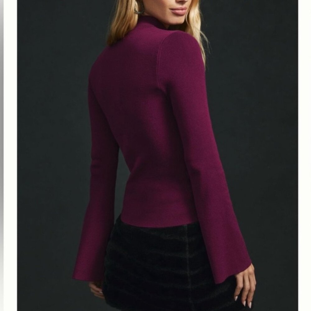 Maeve Anthropologie The Arlowe Bell-Sleeve Sweater Plum - Picture 7 of 7